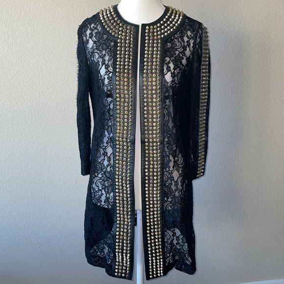 PHILIPP PLEIN SIZE S - LACED GOLD STUDDED ON GENUINE LEATHER JACKET PRICE FIRM